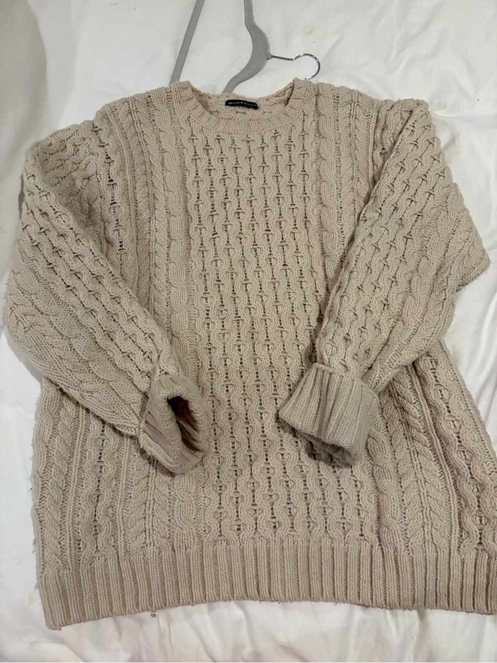 Brandy Melville Chunky Cable Knit Sweater - Cream